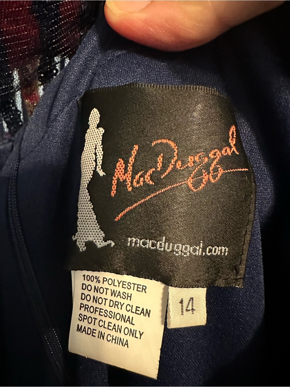 Mac Duggal Navy Evening Gown Label Detail - Picture 3 of 12